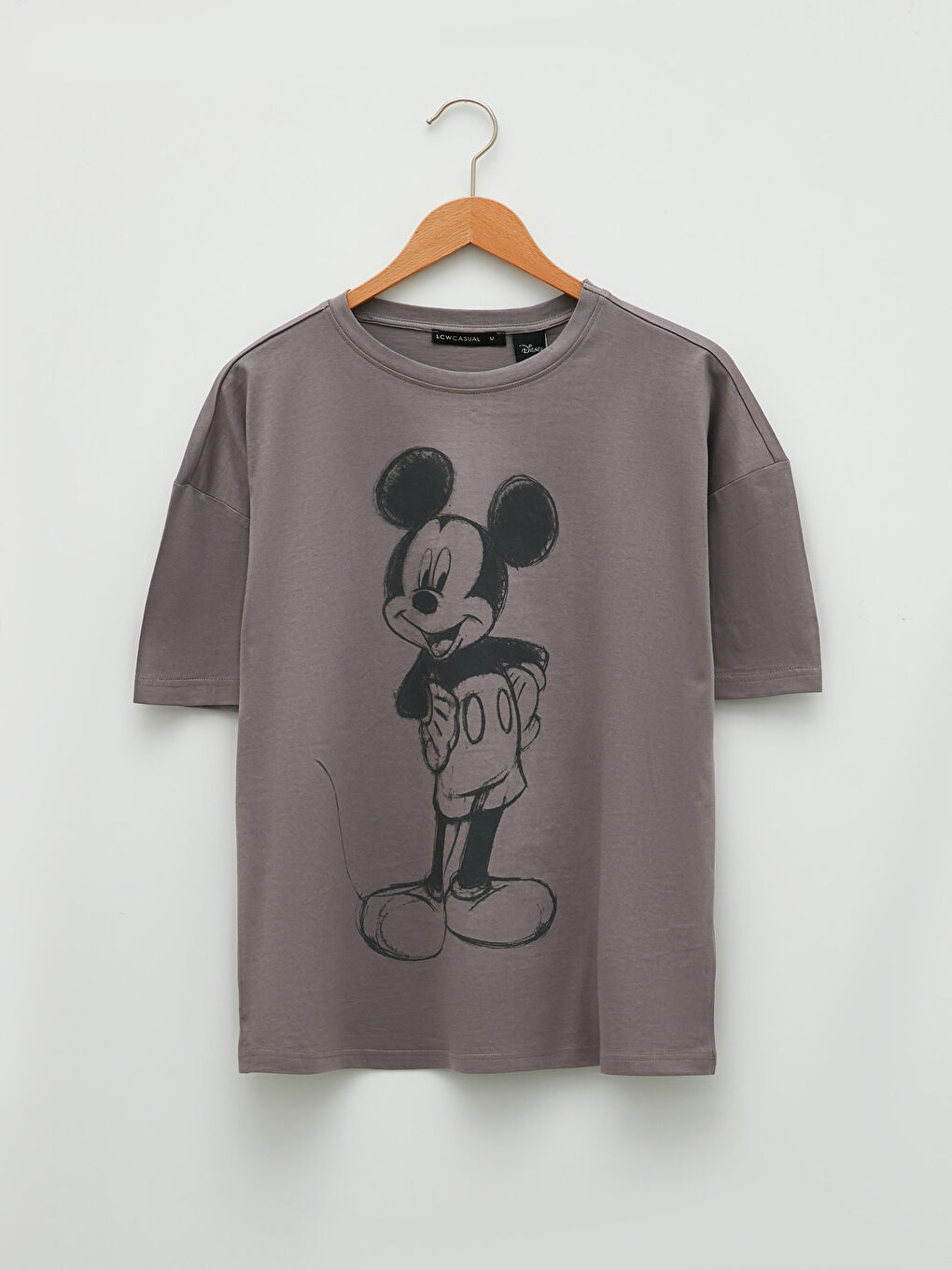 LCW Vision Rundhalsausschnitt Mickey Mouse Bedrucktes Kurzarm Baumwolle T-Shirt für Damen -W1G184Z8-GPL