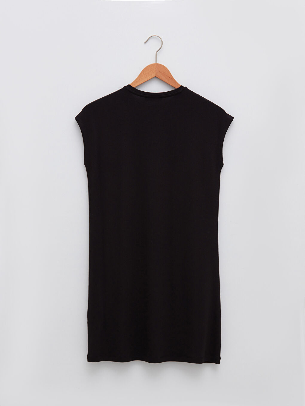 Siyah Bisiklet Yaka Düz Kısa Kollu Kadın Tunik-7