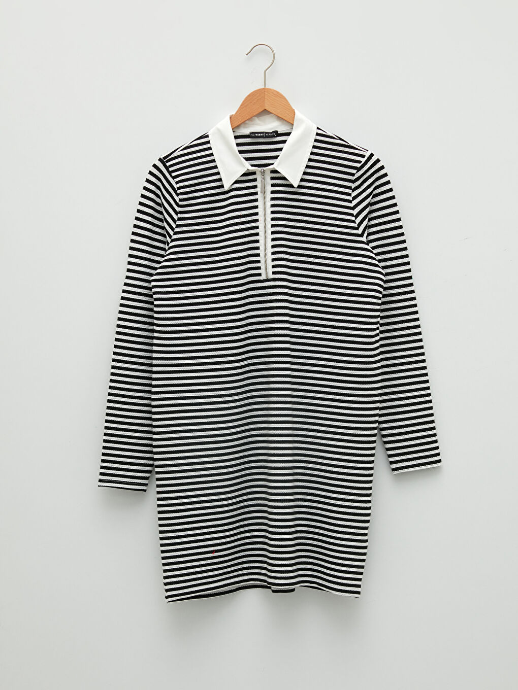 Siyah Gömlek Yaka Çizgili Uzun Kollu Kadın Tunik-4