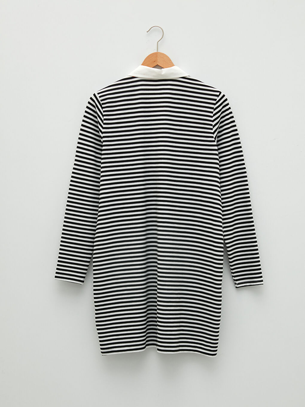 Siyah Gömlek Yaka Çizgili Uzun Kollu Kadın Tunik-5