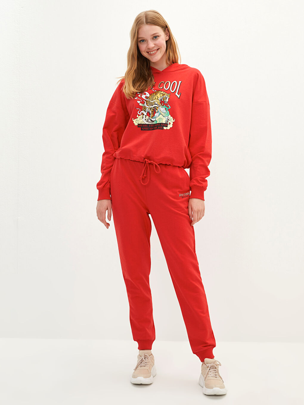 Hanorac pentru Femei cu Glugă, Imprimat și Mânecă Lungă-2