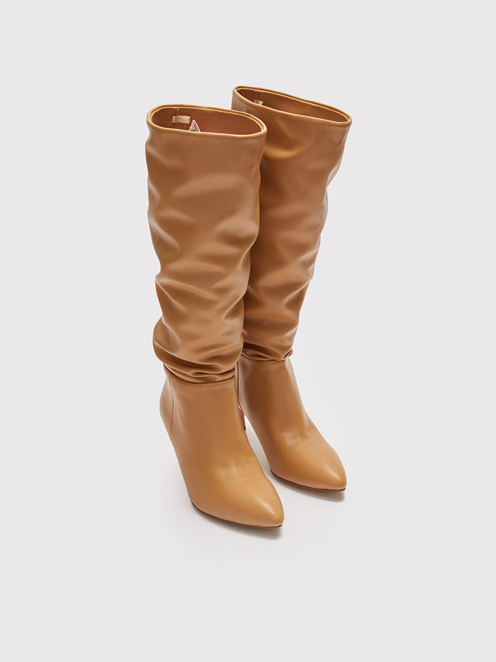 Women's Leather Look Heeled Long Boots