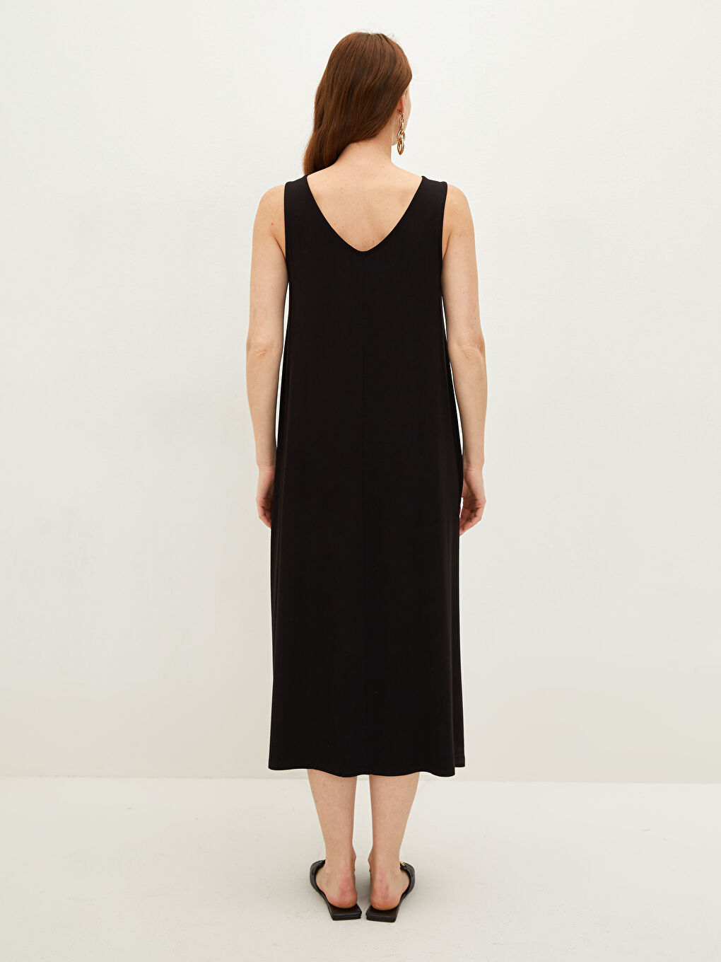 Robe Pour Femmes En Viscose À Bretelles Droites Et Col En V-3