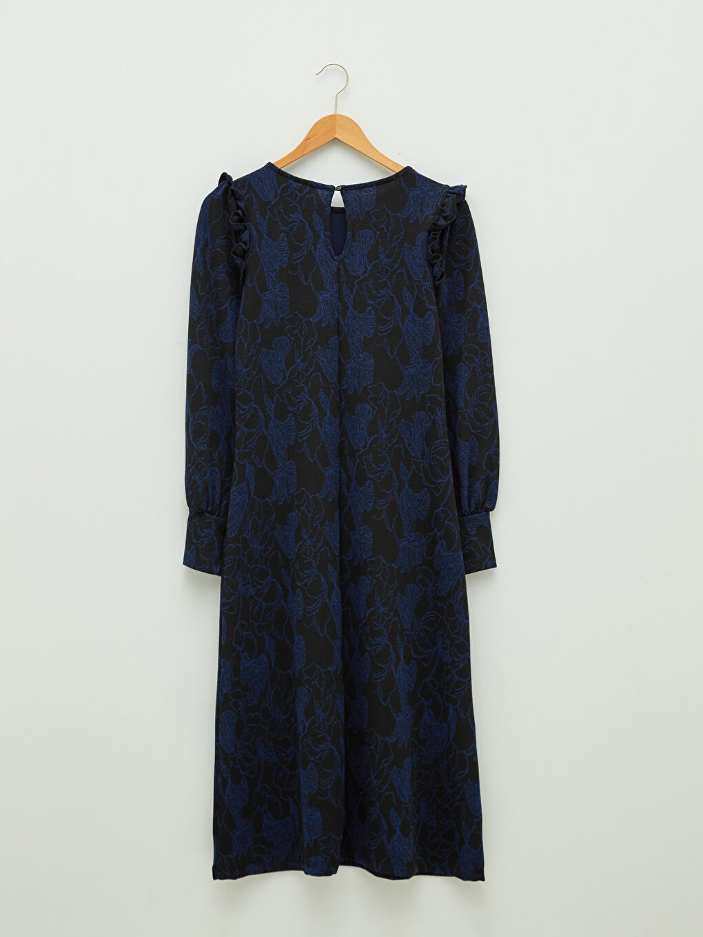 LCWAIKIKI Classic Crew Neck Patterned Long Sleeve Ponte Fabric Women's Dress -W1G266Z8-HLM