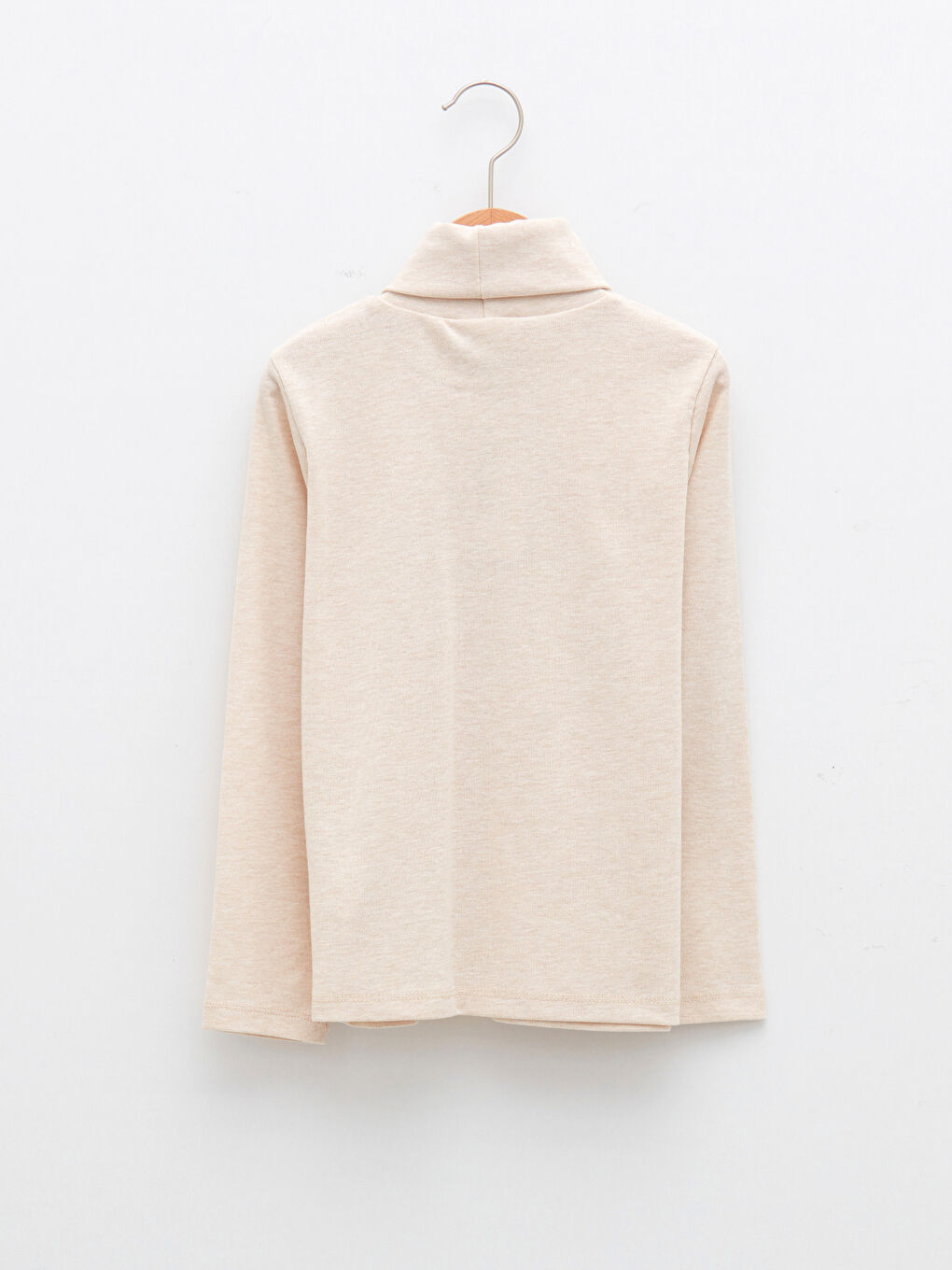 Bej Balıkçı Yaka Baskılı Uzun Kollu Kız Çocuk Tişört-1