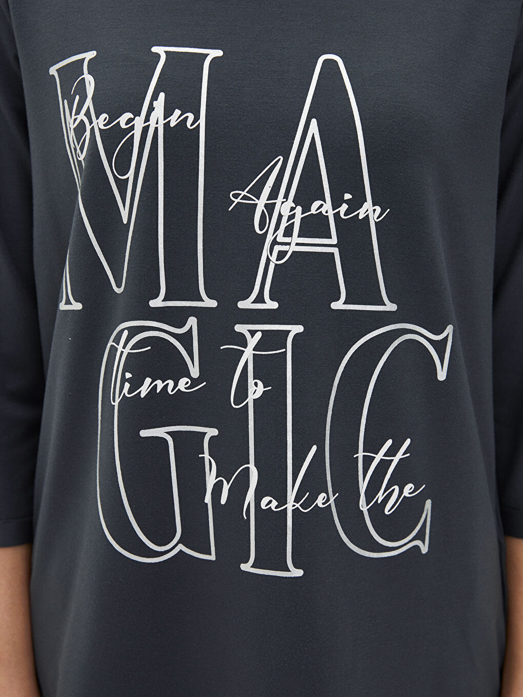 Crew Neck Letter Printed Long Sleeve Women's T-Shirt-3