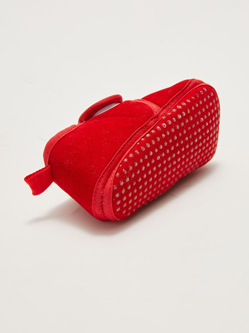 Kırmızı 3D Aplikeli Cırt Cırtlı Erkek Bebek Yürüme Öncesi Ev Ayakkabısı-4