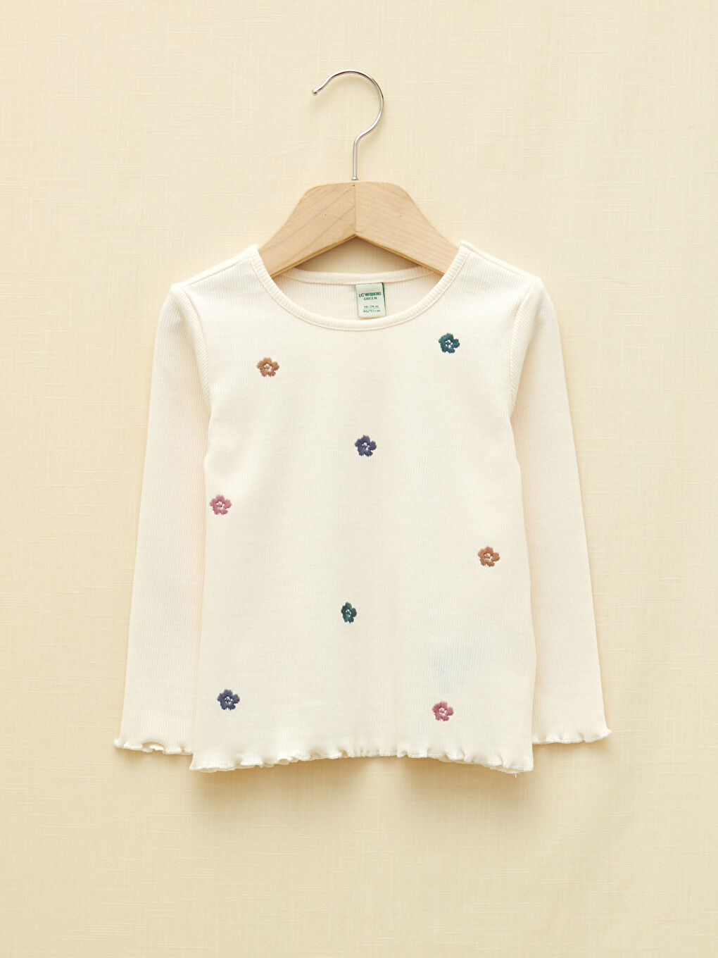 Crew Neck Long Sleeve Embroidery Detailed Baby Girl T-Shirt-3