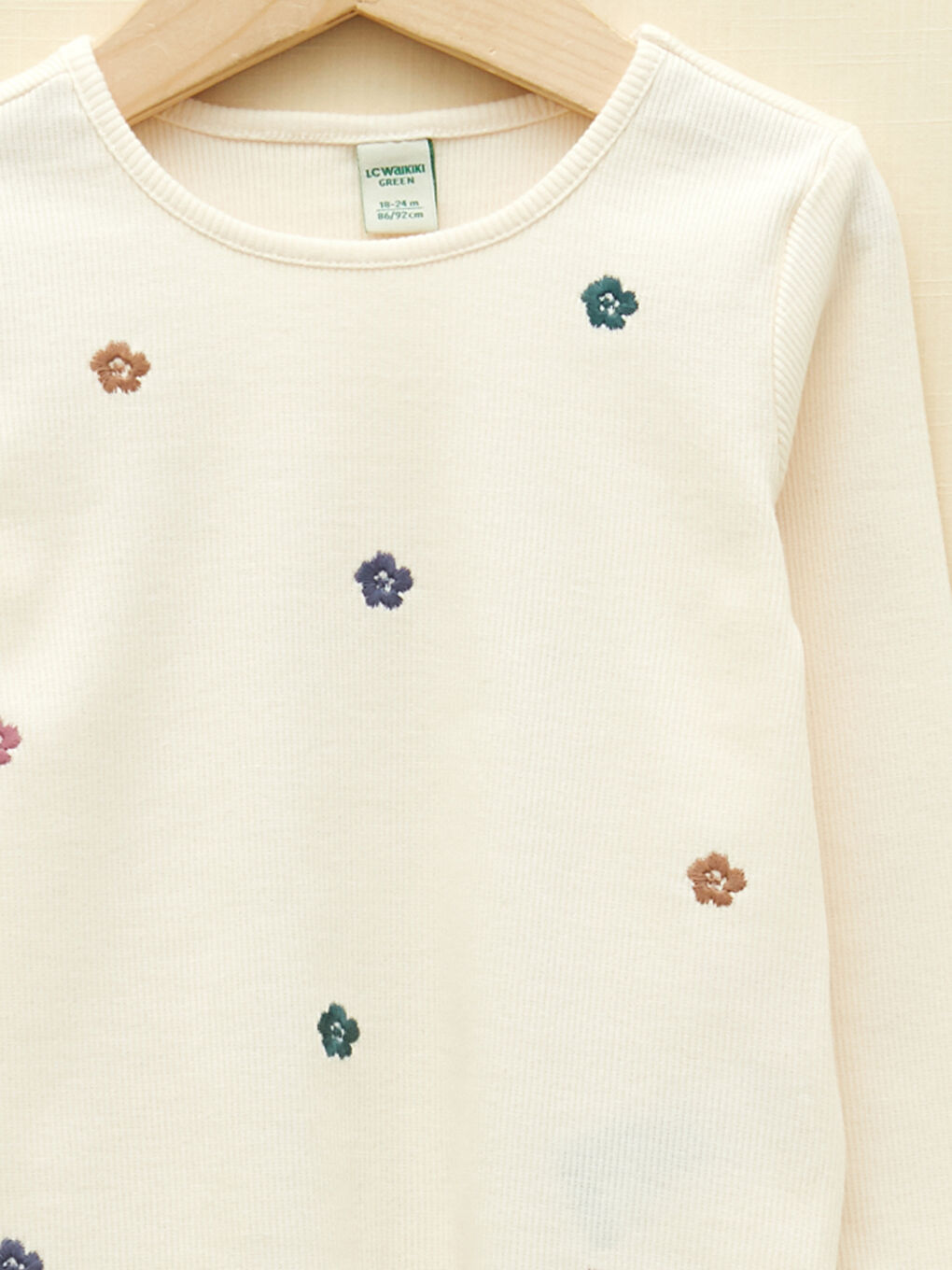 Crew Neck Long Sleeve Embroidery Detailed Baby Girl T-Shirt-5