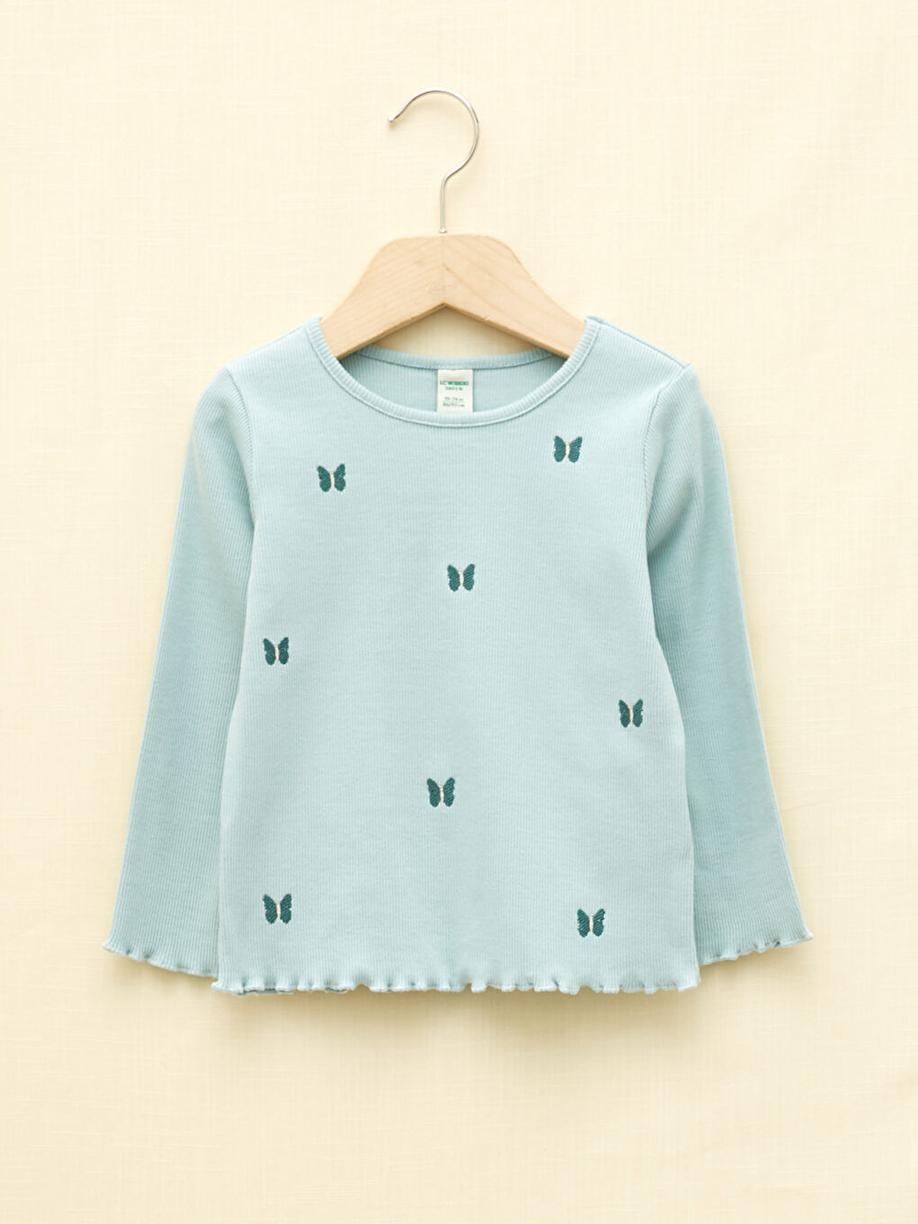 Crew Neck Long Sleeve Embroidery Detailed Baby Girl T-Shirt