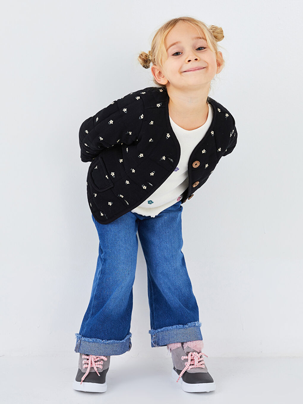 Crew Neck Long Sleeve Embroidery Detailed Baby Girl T-Shirt-2