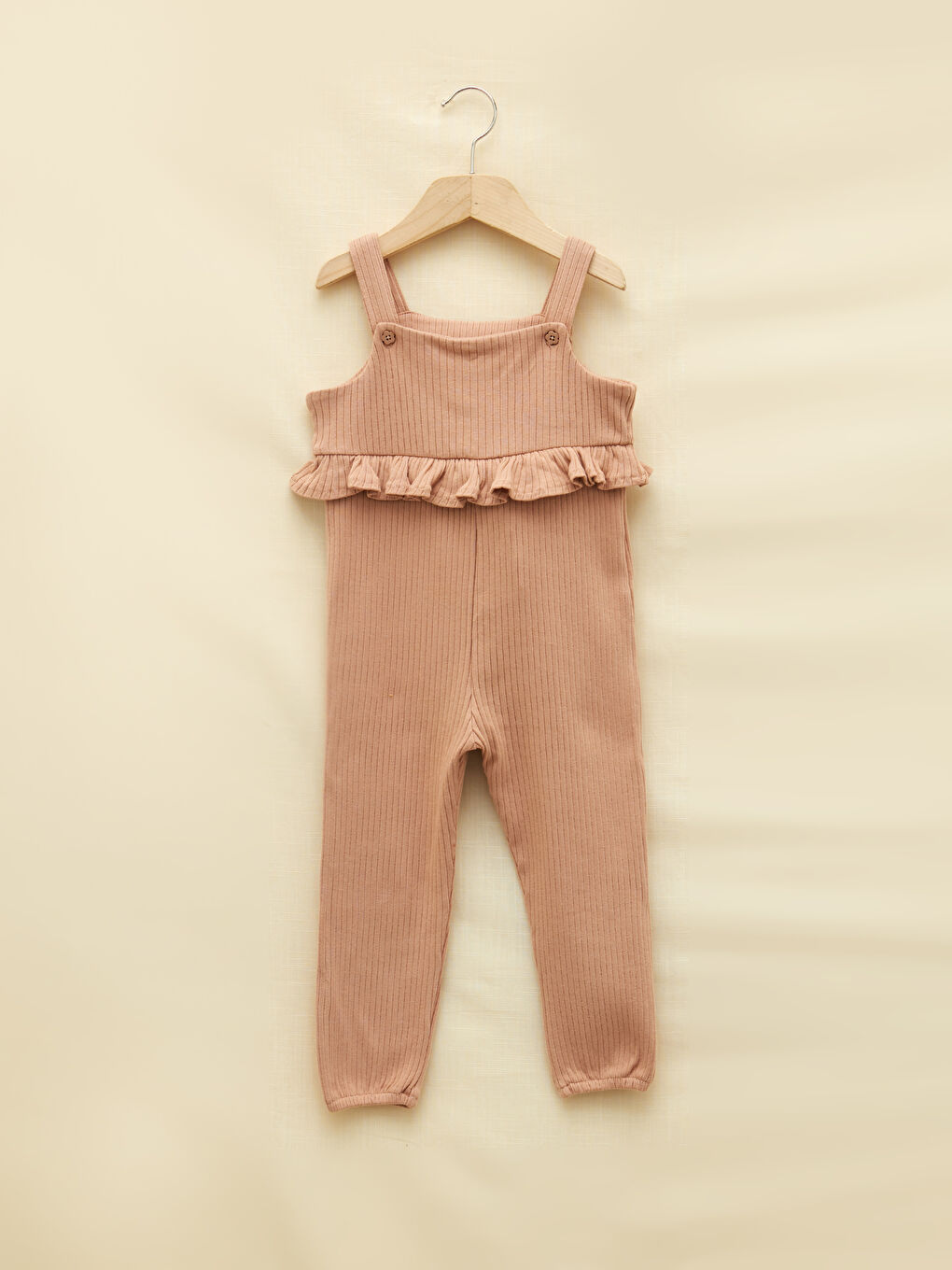 Kare Yaka Askılı Basic Kız Bebek Tulum