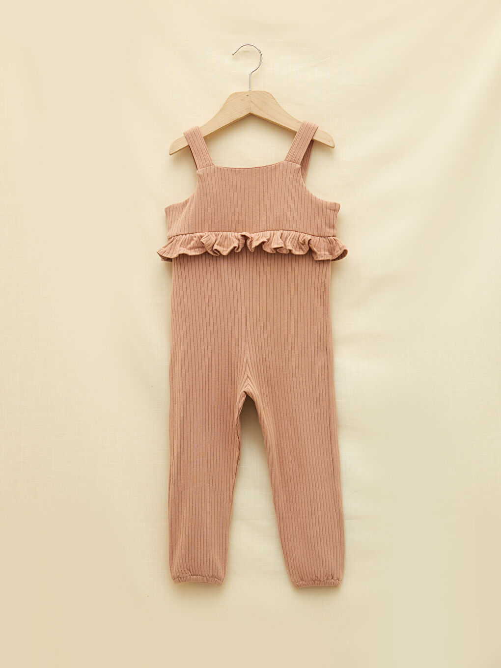 Kare Yaka Askılı Basic Kız Bebek Tulum-1