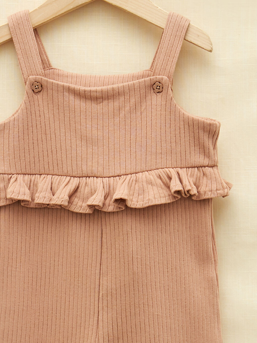 Kare Yaka Askılı Basic Kız Bebek Tulum-2