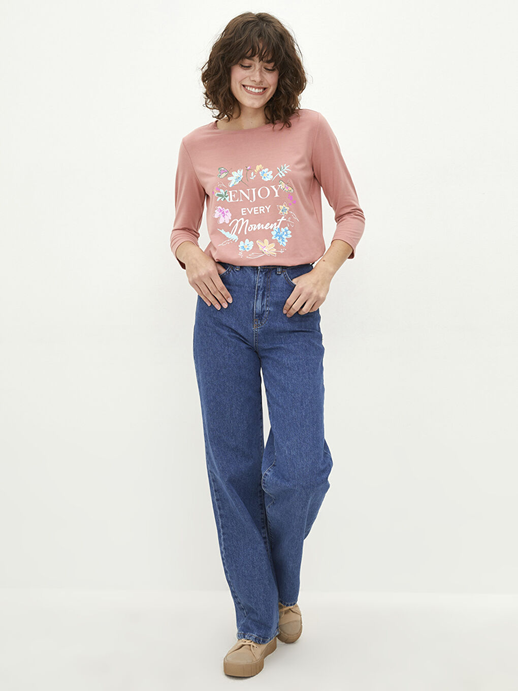 Crew Neck Printed Women's T-Shirt-2