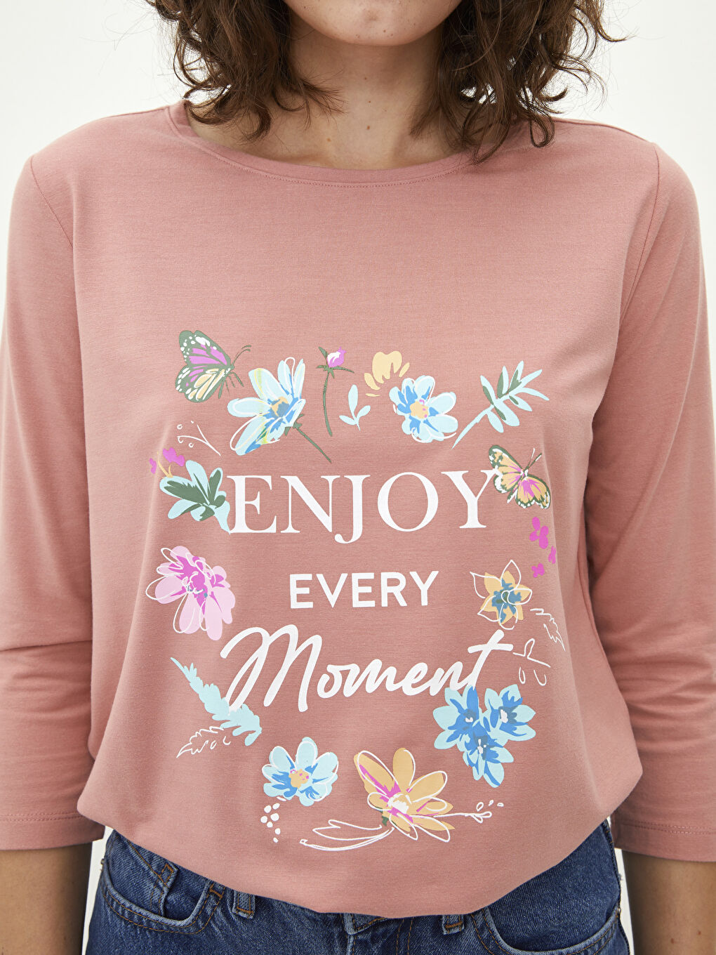 Crew Neck Printed Women's T-Shirt-3