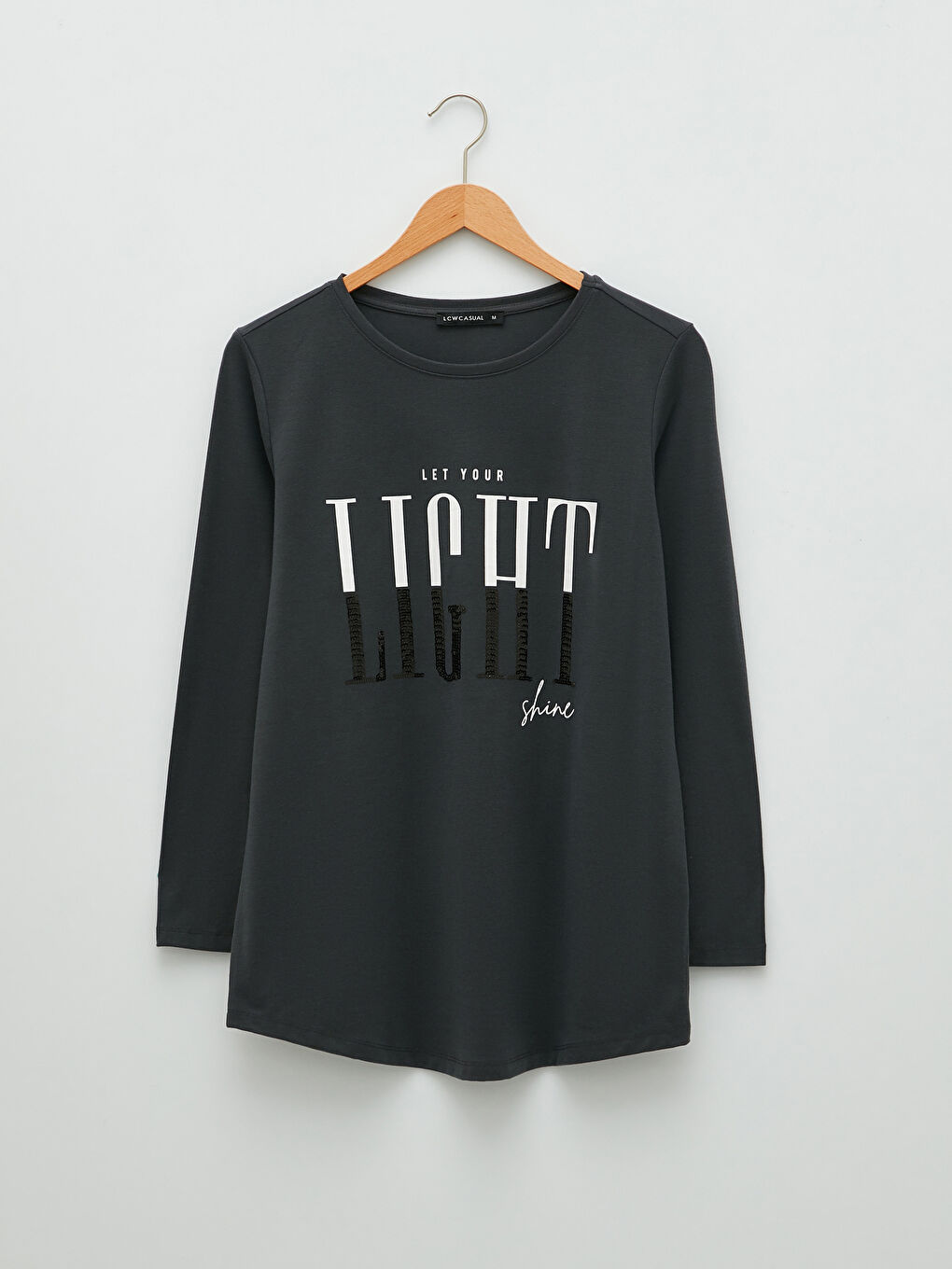 Crew Neck Letter Printed Long Sleeve Women's T-Shirt-4