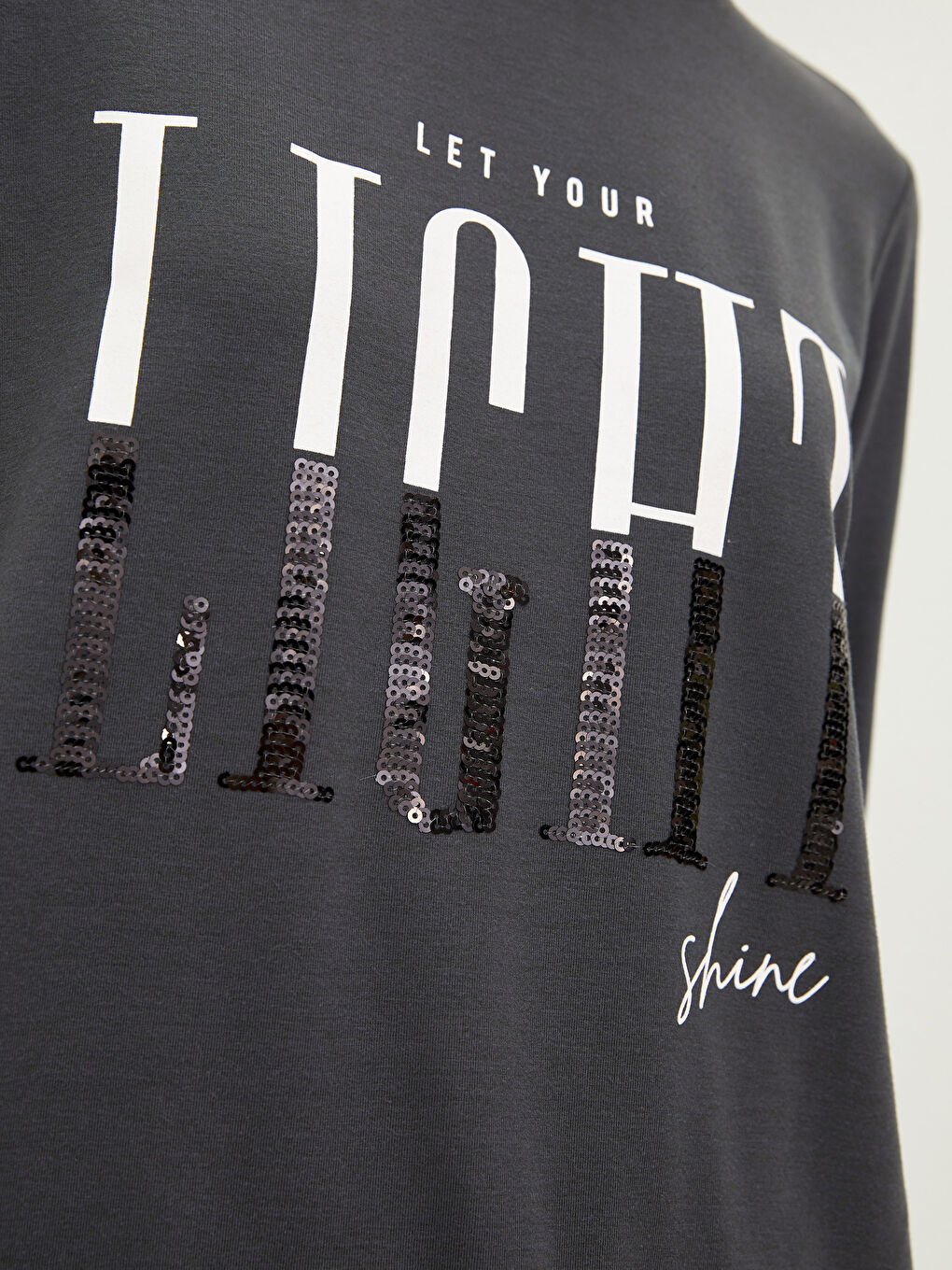 Crew Neck Letter Printed Long Sleeve Women's T-Shirt-2