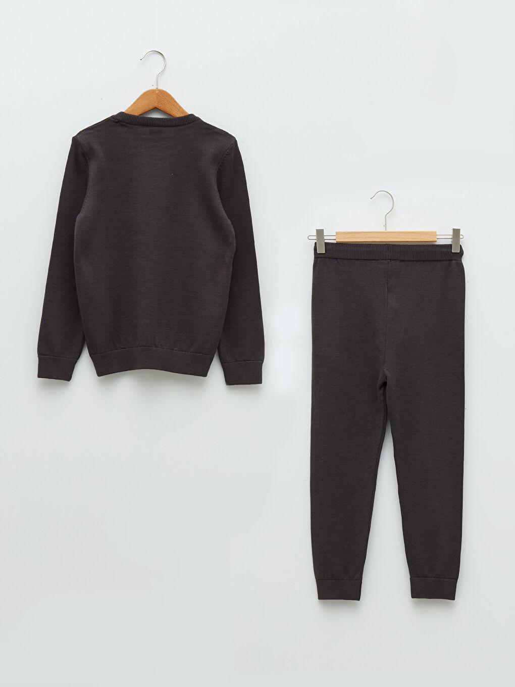 Antrasit Bisiklet Yaka Basic Uzun Kollu Erkek Çocuk Triko Kazak ve Pantolon-3