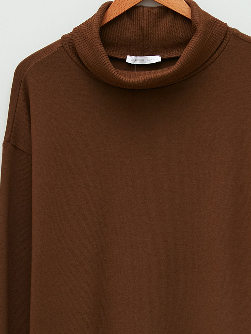 Kahverengi Balıkçı Yaka Düz Uzun Kollu Kadın Tunik-7