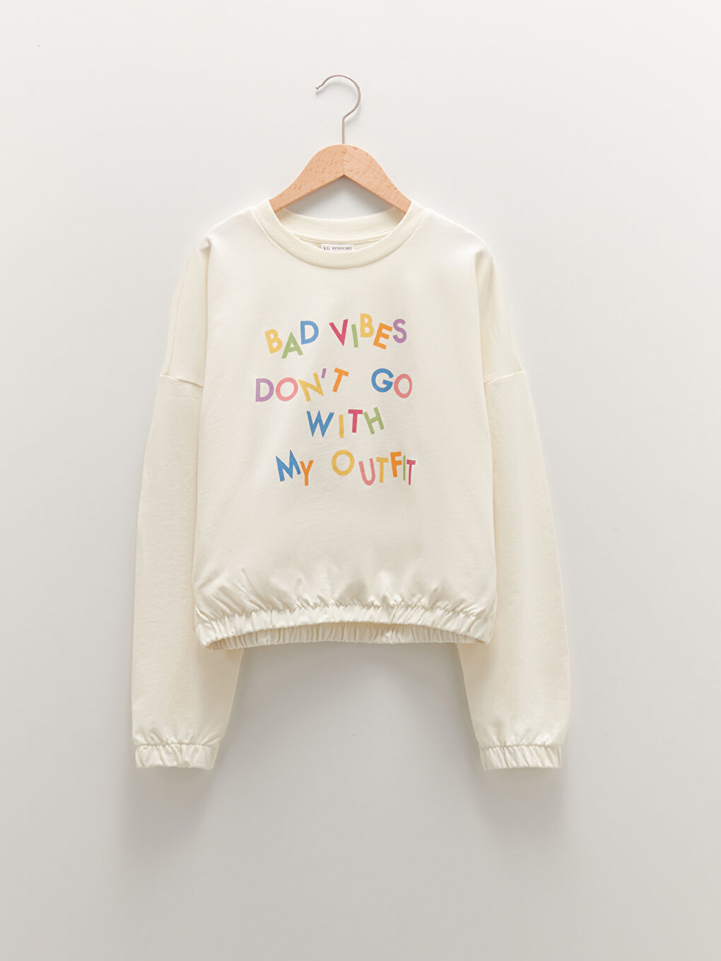 Crew Neck Printed Long Sleeve Girls' Sweatshirt