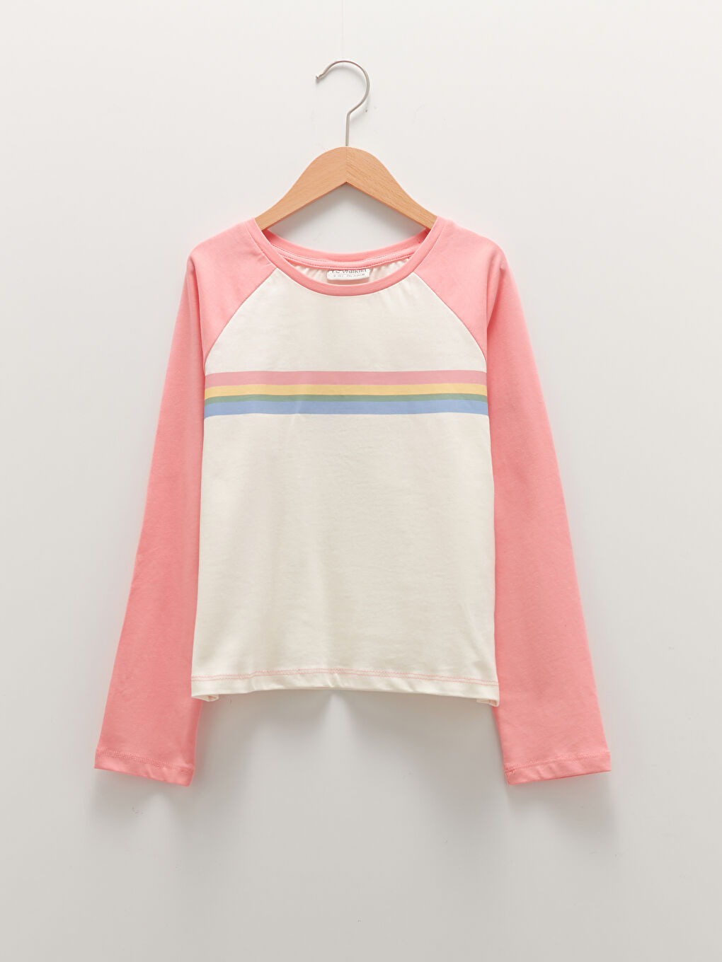 LCW Kids Crew Neck Striped Long Sleeve Cotton Girl T-shirt -W1G431Z4-FDH