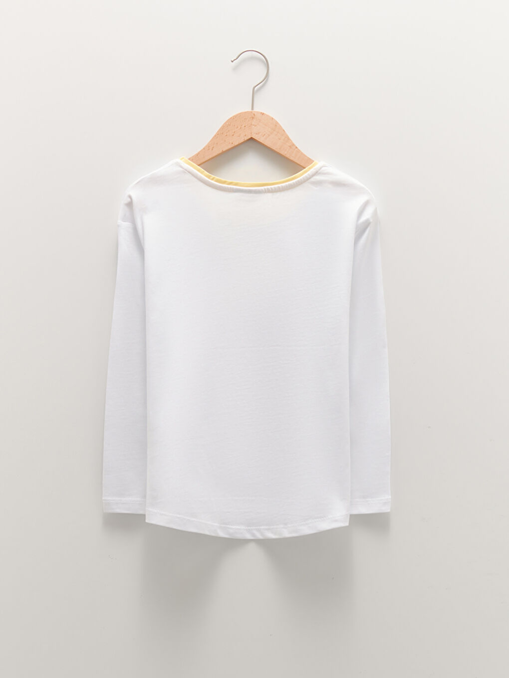 تيشيرت قطن بناتي مطبوع بكم طويل وفتحة رقبة مستديرة-1