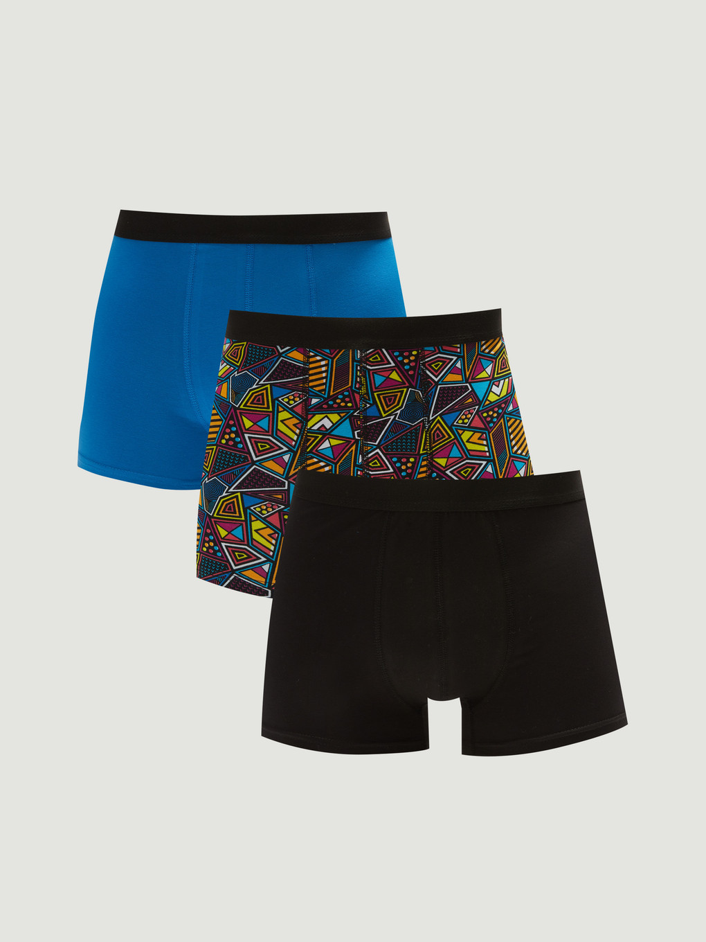 Karışık Standart Kalıp Pamuklu Esnek Erkek Boxer 3'lü