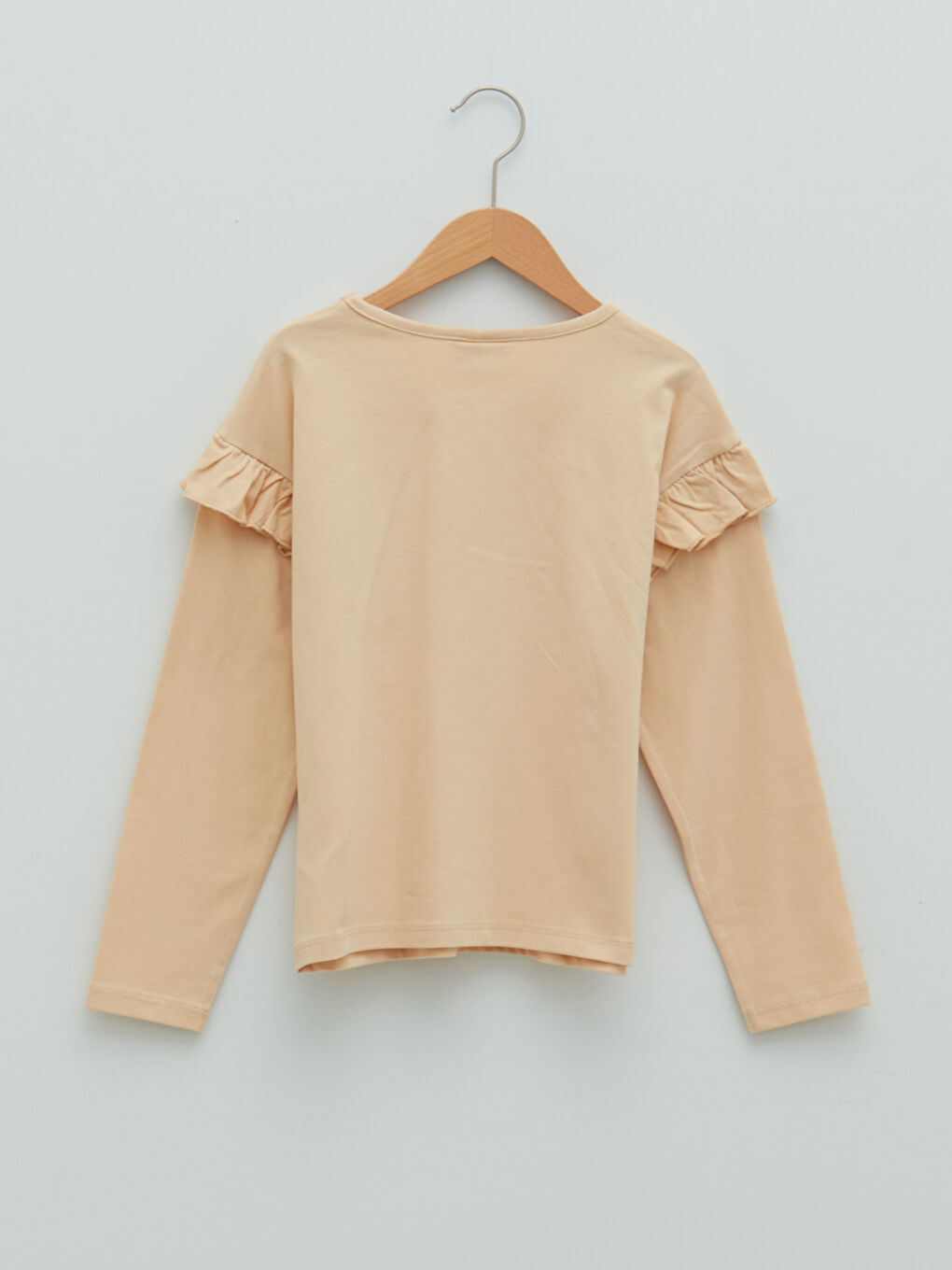 Crew Neck Printed Long Sleeve Cotton Girl T-shirt-1