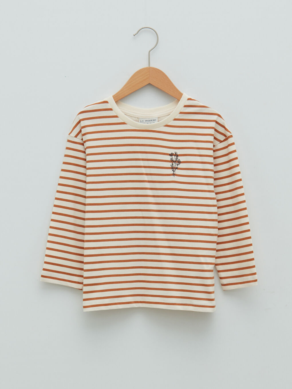 Crew Neck Striped Long Sleeve Girls' T-Shirt