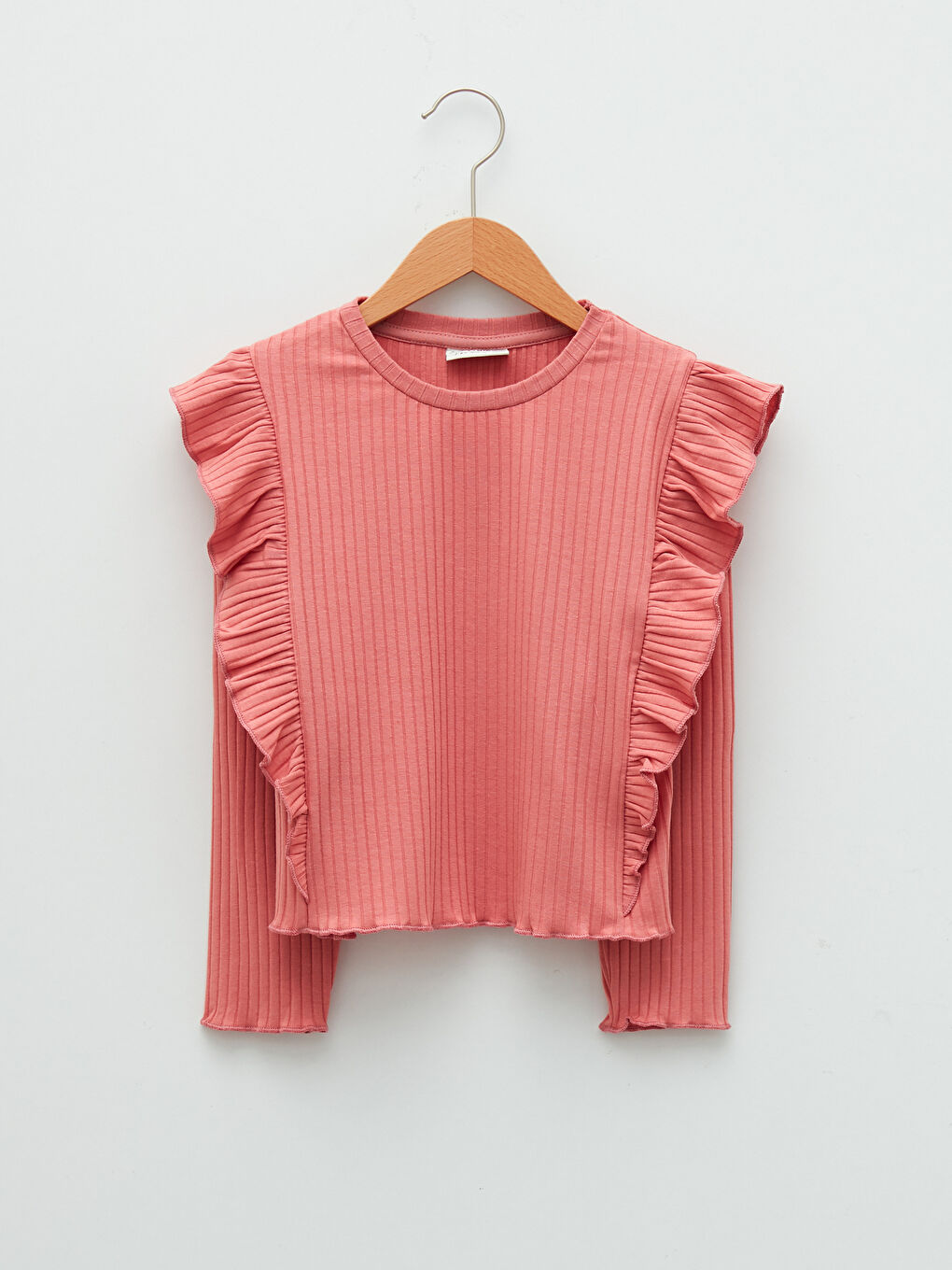 تي شيرت كم طويل سادة بياقة دائرية للبنات