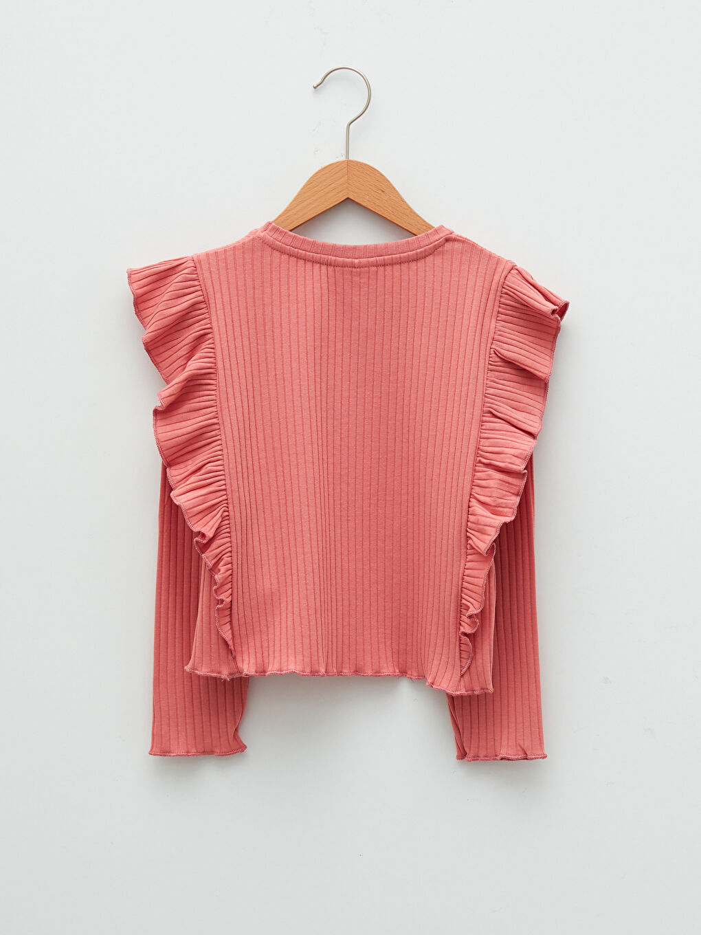 تي شيرت كم طويل سادة بياقة دائرية للبنات-1