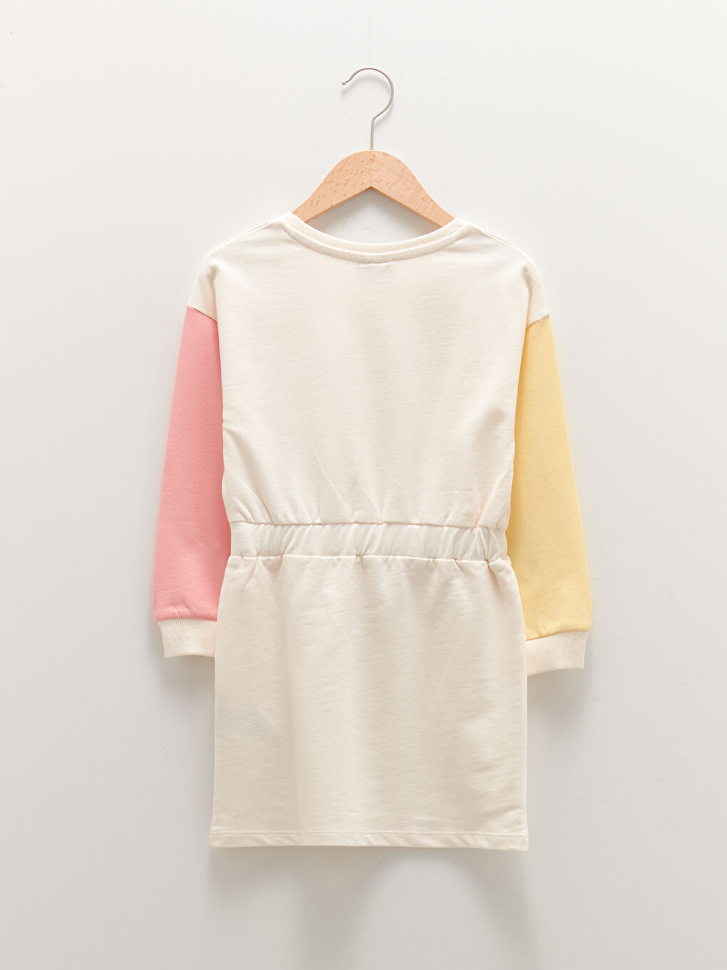 қыздарға арналған ұзын жең принтті дөңгелек жағалы көйлек-1