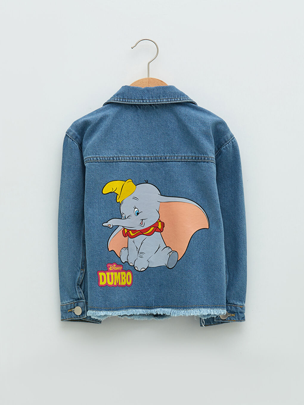 İndigo Gömlek Yaka Dumbo Baskılı Uzun Kollu Kız Çocuk Jean Ceket-1