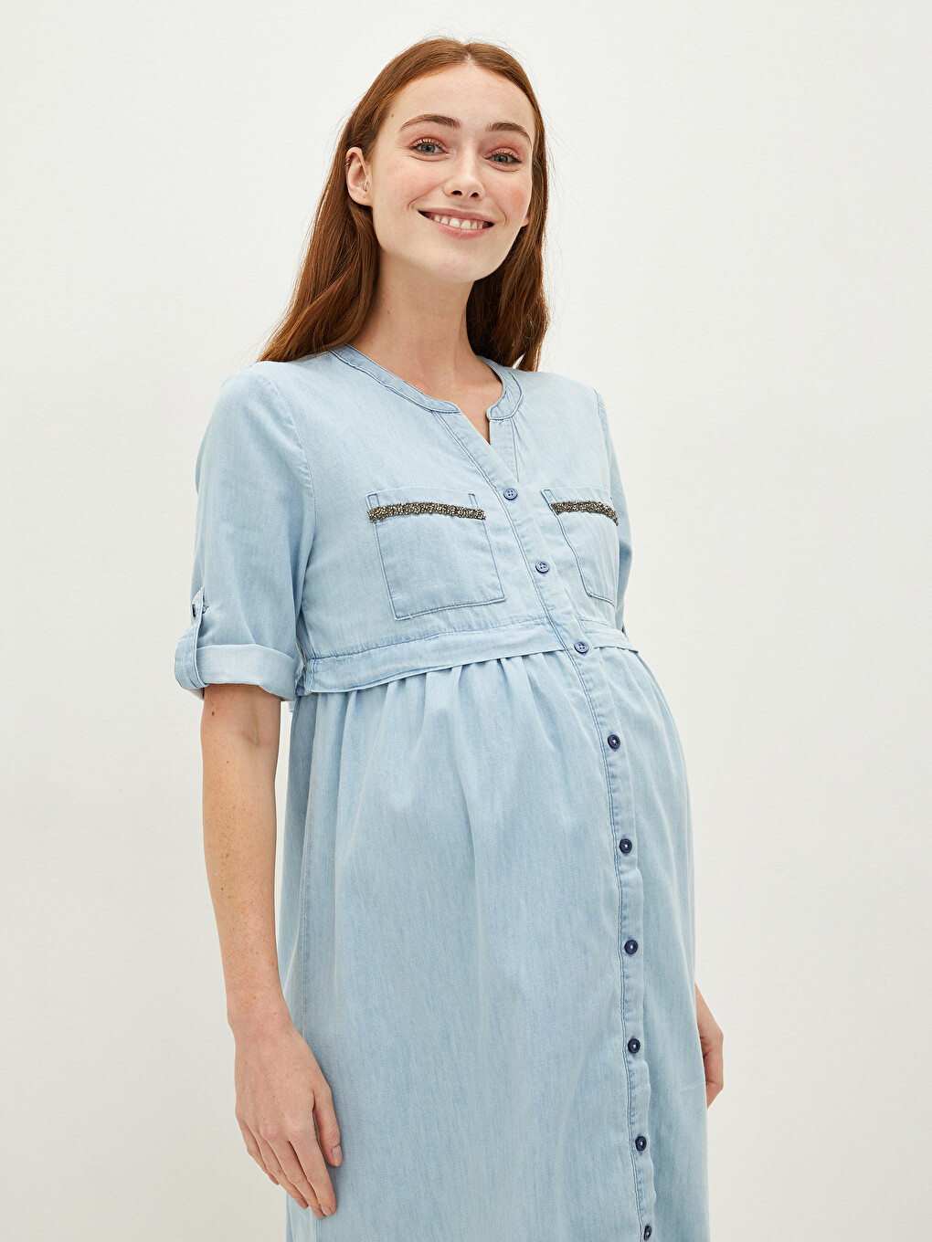 maternity blue jean dress Buy Denim Maternity Dress