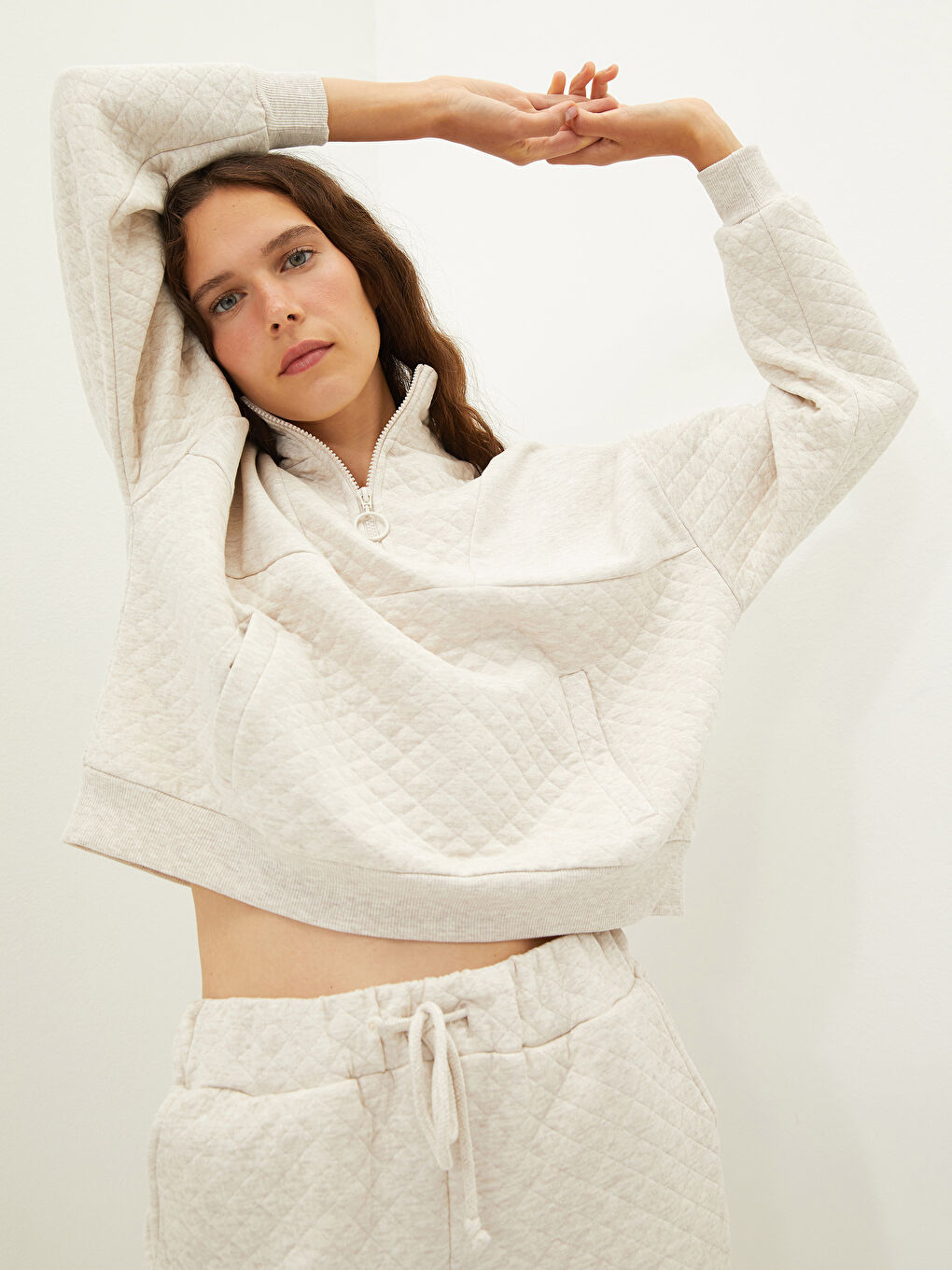 Hanorac pentru Femei cu Guler Tip Pâlnie, Model Matlasat, Mânecă Lungă