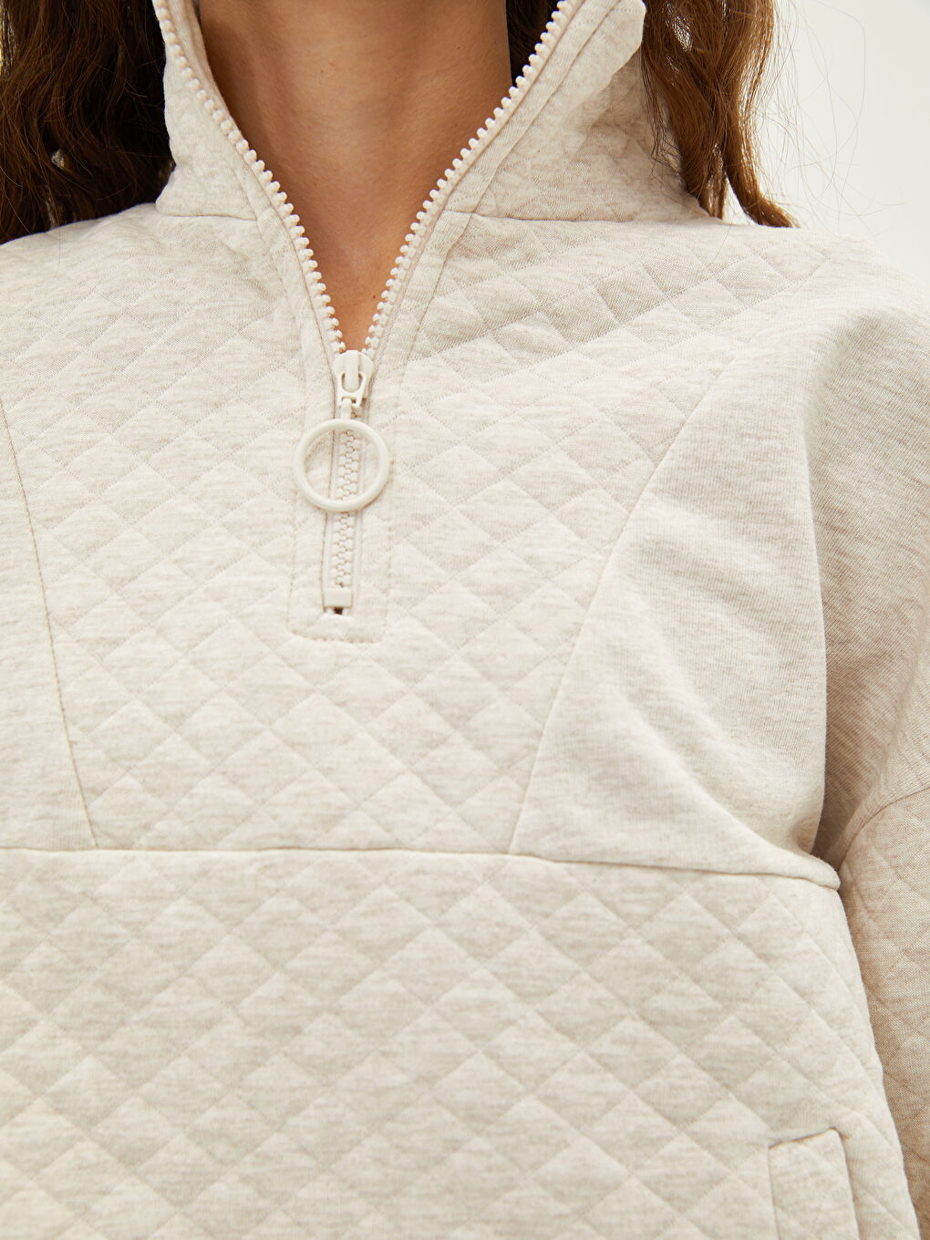 Hanorac pentru Femei cu Guler Tip Pâlnie, Model Matlasat, Mânecă Lungă-3