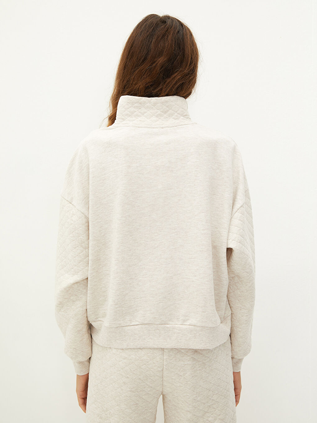 Hanorac pentru Femei cu Guler Tip Pâlnie, Model Matlasat, Mânecă Lungă-4