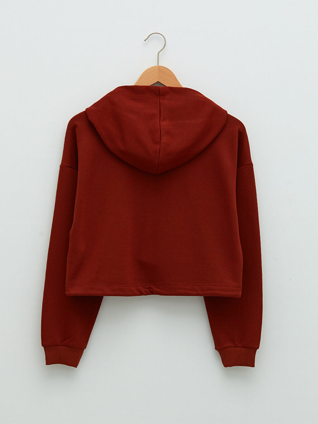 Kahverengi Kapüşon Yaka Baskılı Uzun Kollu Kadın Sweatshirt-6