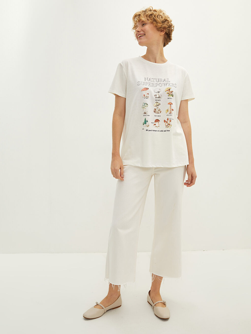 LCW Vision Crew Neck Printed Short Sleeve Women's T-Shirt -W1G525Z8-FEU