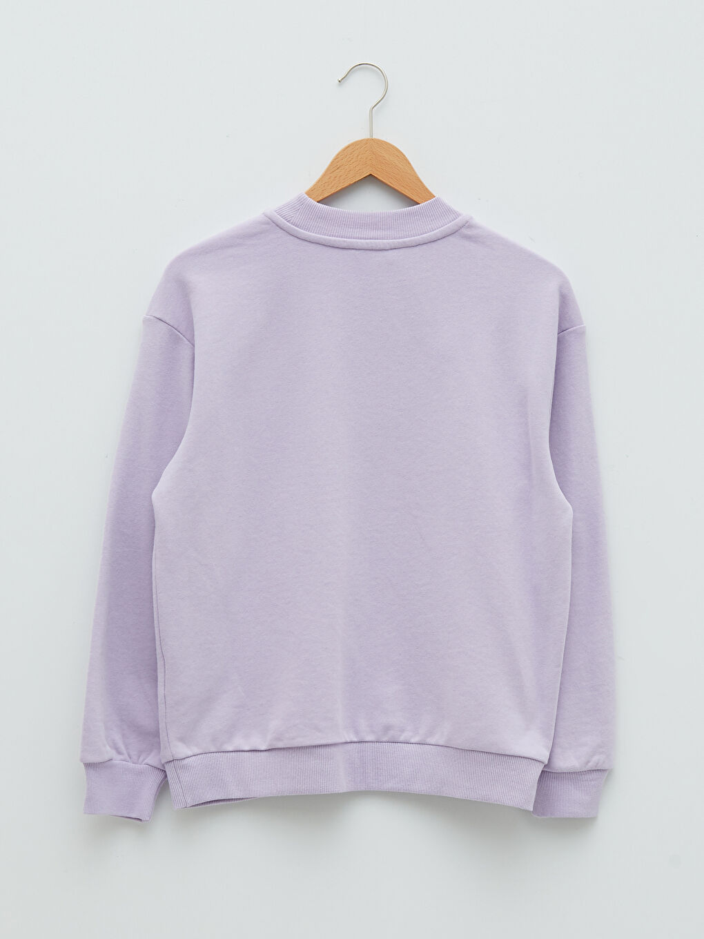 Lila Bisiklet Yaka Yazı Baskılı Uzun Kollu Kadın Sweatshirt-6