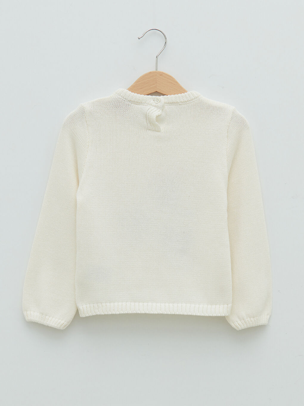 Bisiklet Yaka Uzun Kollu Minnie Mouse Nakış Detaylı Kız Bebek Triko Kazak-1