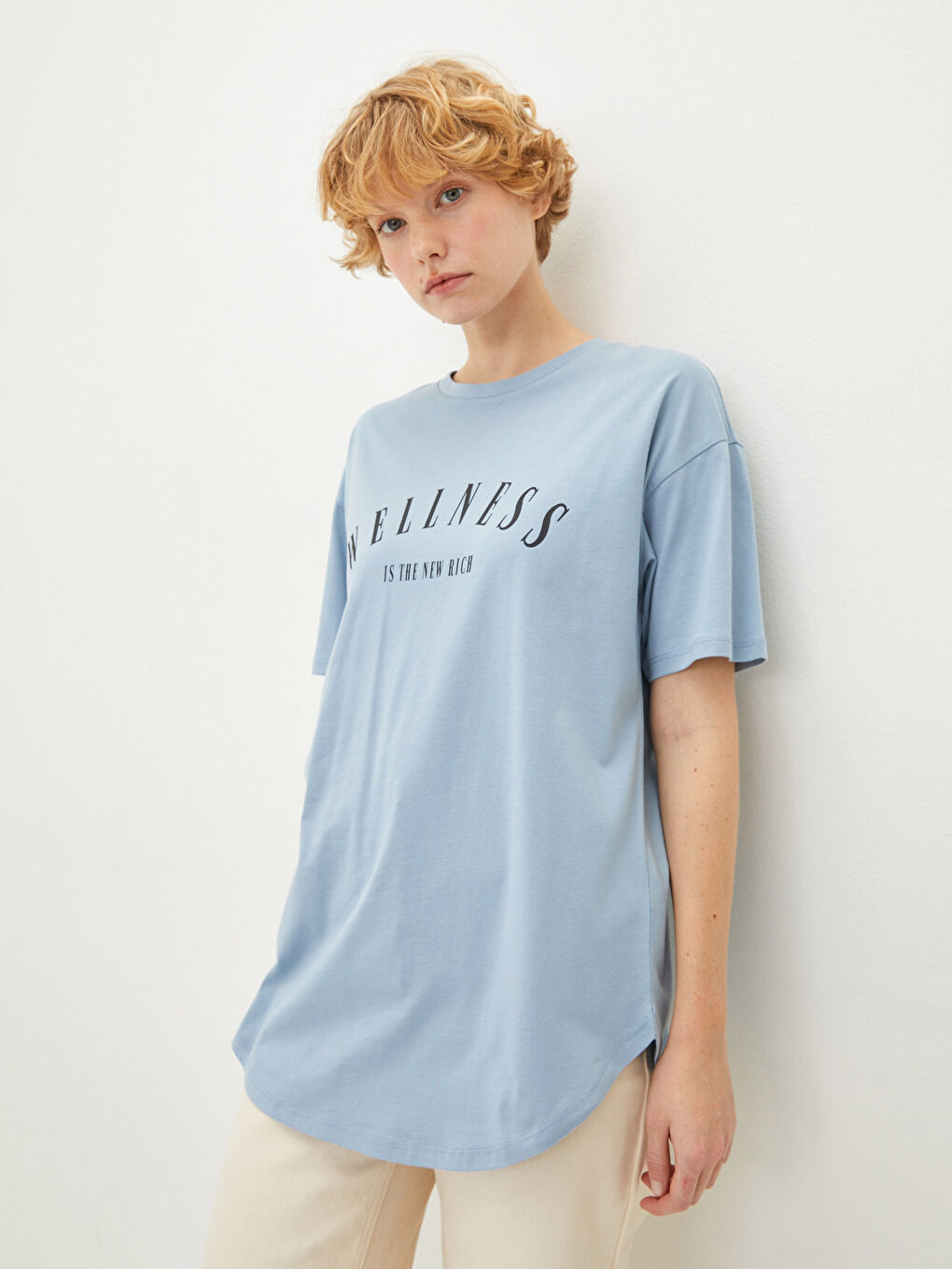 Crew Neck Slogan Printed Short Sleeve Women's Cotton T-Shirt