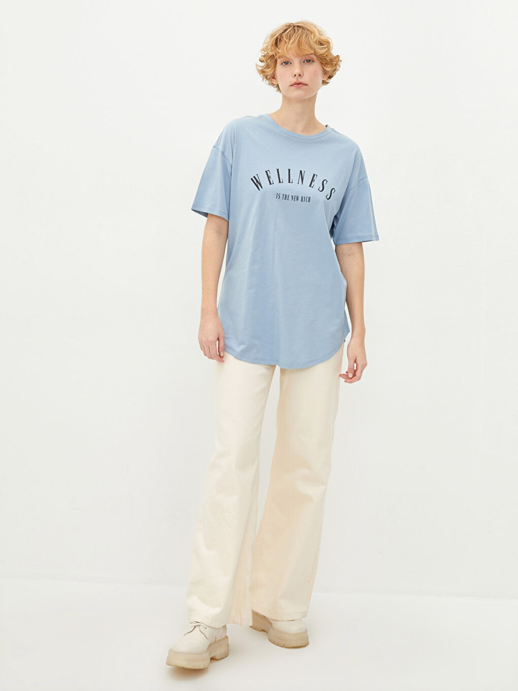 Crew Neck Slogan Printed Short Sleeve Women's Cotton T-Shirt-1