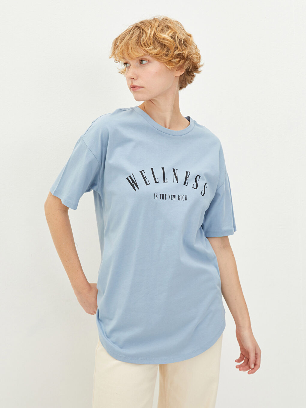 Crew Neck Slogan Printed Short Sleeve Women's Cotton T-Shirt-2