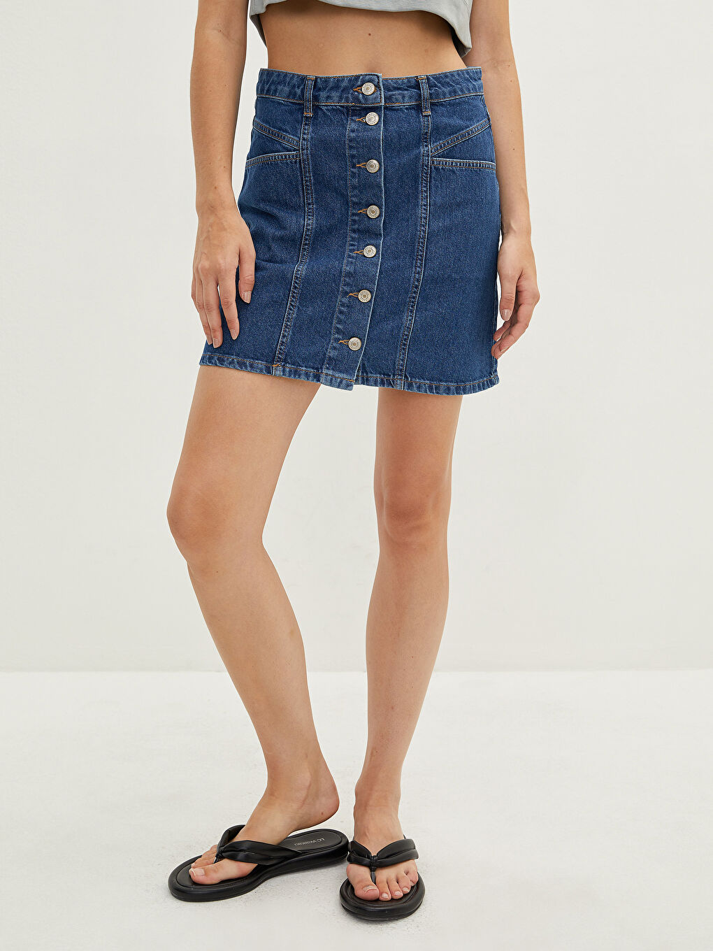 LCW Jeans Für Damen Jeansrock mit Knopfleiste und Taschen -W1G743Z8-507