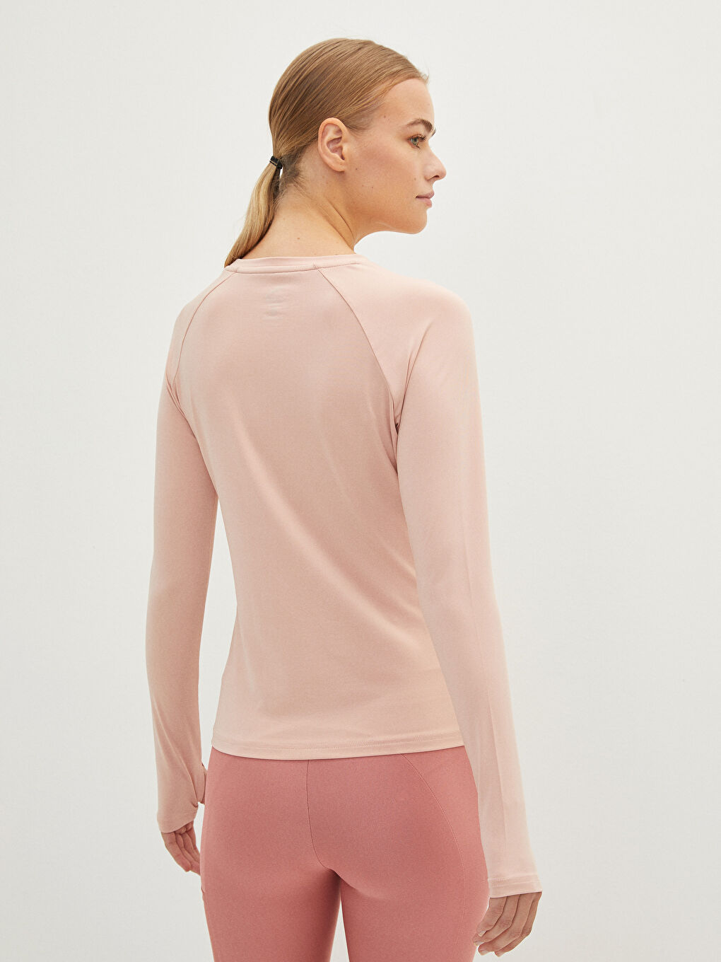 Pembe Bisiklet Yaka Baskılı Uzun Kollu Kadın Outdoor Tişört-4