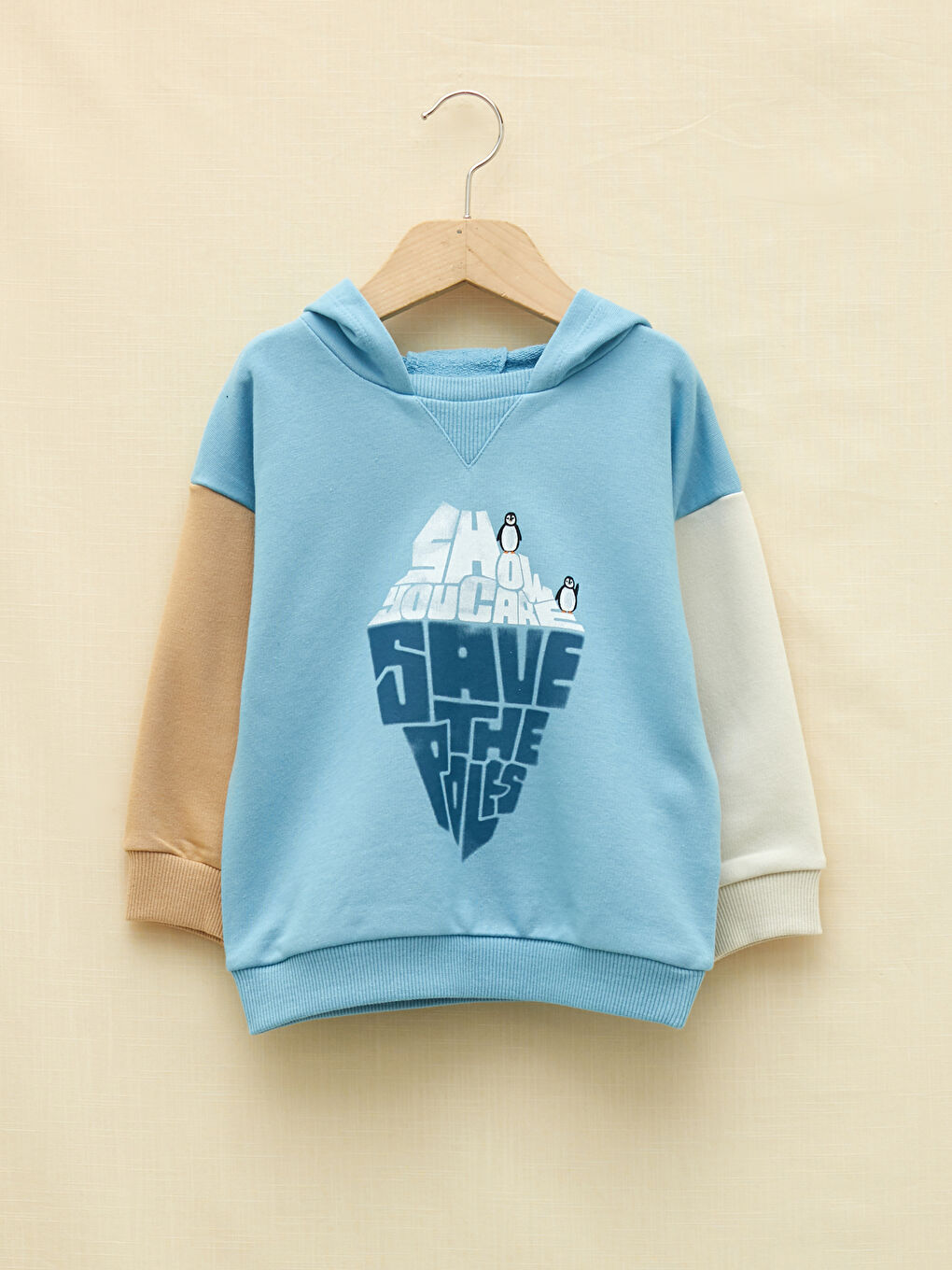 LCW baby Mavi Uzun Kollu Baskılı Erkek Bebek Hoodie