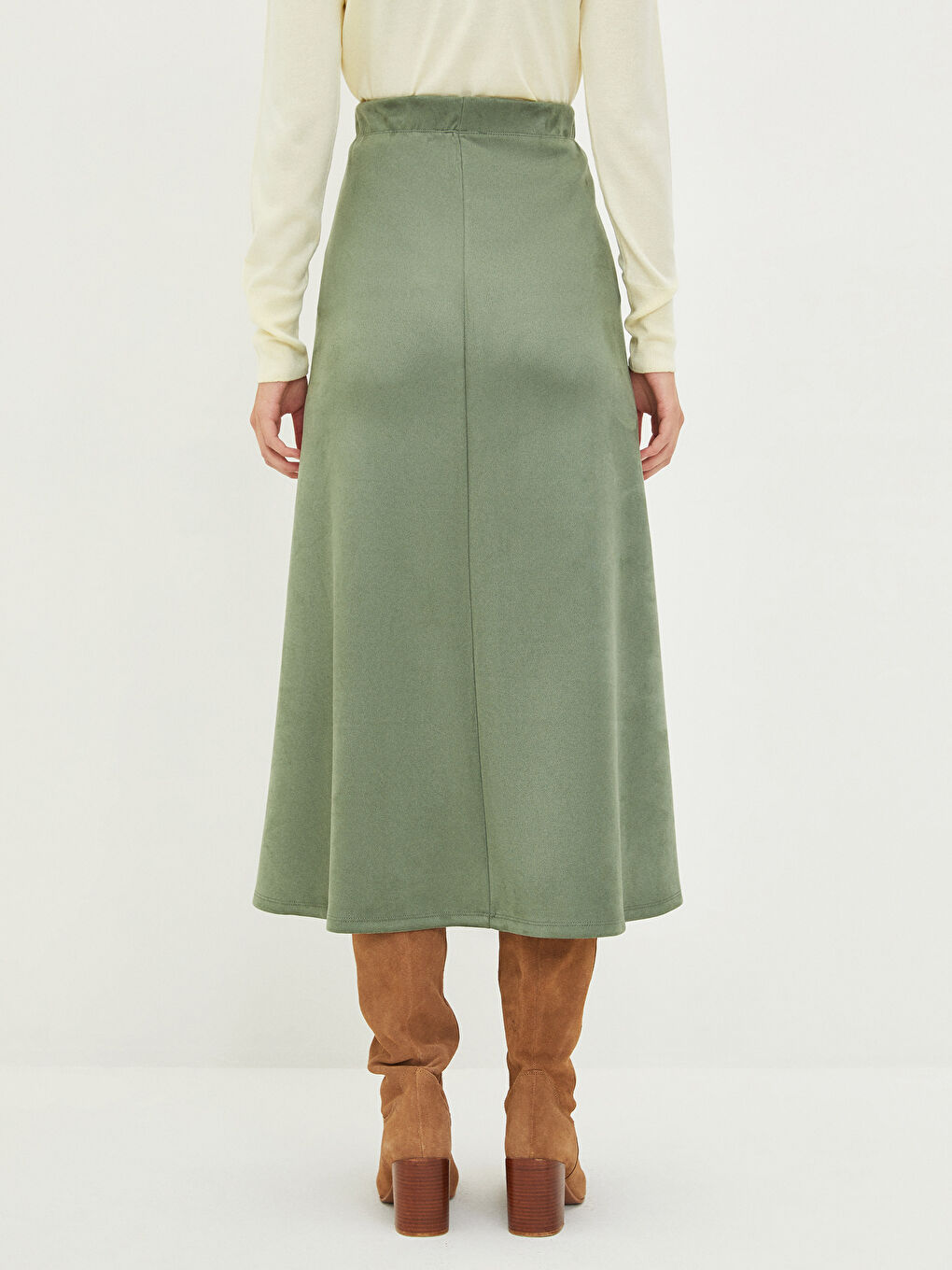 LCWAIKIKI Classic Table Tire Flat A Cut Suede Fabric Women Skirt -W1G888Z8-HBV