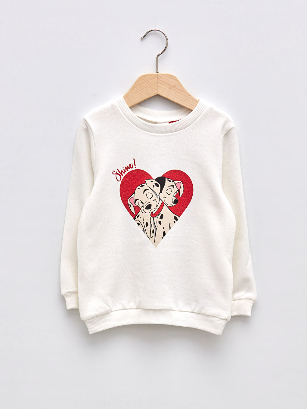 Crew Neck Long Sleeve 101 Dalmatians Printed Baby Girl Sweatshirt